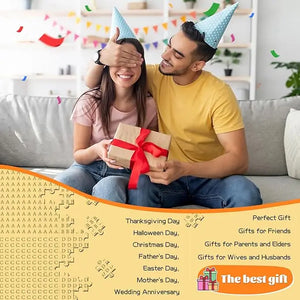 Brown gift box with red ribbon tied in a bow for 1000 piece flower house jigsaw puzzle for adults packaging