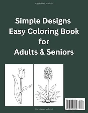 A vibrant sunflower illustration with yellow petals and a purple center on the cover of 50 flowers coloring book for adults and seniors