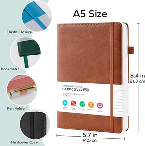2 Pack Journal Notebook, Hardcover A5 Diary Journal for Women/Men Work