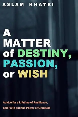 The book cover of a matter of destiny passion or wish features bold white and green typography on a dark background
