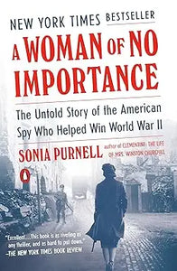 The book cover of a woman of no importance features bold red and black title with sepia image of a woman walking down a street