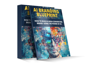 Ai branding blueprint book with vibrant abstract cover showing a face in glasses and colorful digital circuitry patterns