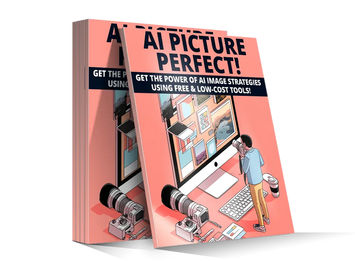 Pink-covered guidebook ai picture perfect featuring an illustration of a person using computer and camera equipment