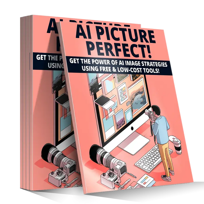 Pink-covered guidebook ai picture perfect featuring an illustration of a person using computer and camera equipment