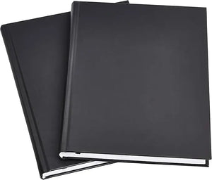 Black leather-bound photo albums with sleek minimalist design amazon basics professional journal 10.5x7.5 inches 2-pack