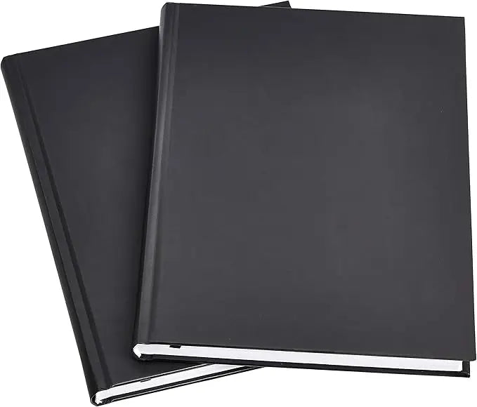 Black leather-bound photo albums with sleek minimalist design amazon basics professional journal 10.5x7.5 inches 2-pack