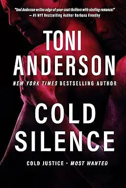 The book cover of Cold Silence features bold white text on a dark moody background with red and black tones