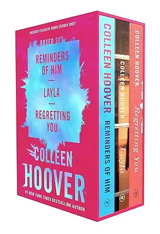 Pink boxed set of colleen hoover 3-book collection including reminders of him and regretting you novels