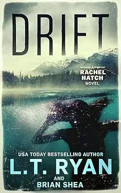 The book cover for drift by l.t. features a minimalist blue and white design for a contemporary fiction novel