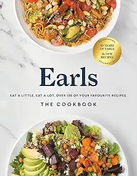 Earls the cookbook anniversary edition white hardcover book with bold black lettering and gold foil accents on cover