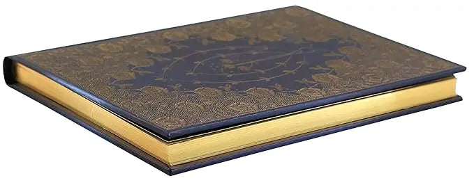 Gilded Rosettes journal navy blue cover with ornate gold floral design intricate patterns and delicate detailing