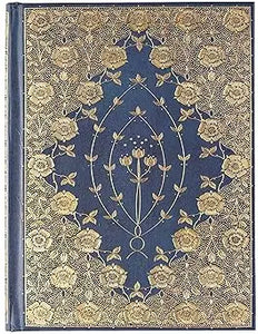 Gilded Rosettes journal navy blue cover with ornate gold floral design intricate patterns and delicate detailing