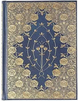 Gilded Rosettes journal navy blue cover with ornate gold floral design intricate patterns and delicate detailing