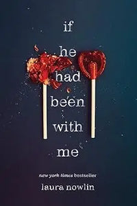 The book cover of If He Had Been with Me by Laura Nowlin shows two red heart-shaped lollipops above the title