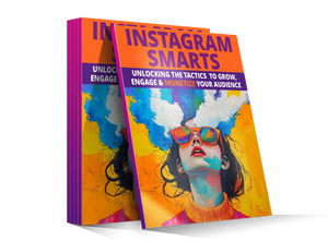 Vibrant orange and purple hardcover book instagram smarts with a colorful person wearing rainbow sunglasses illustration