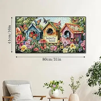Colorful wooden butterfly house puzzle box with vibrant floral and insect designs for challenging family fun