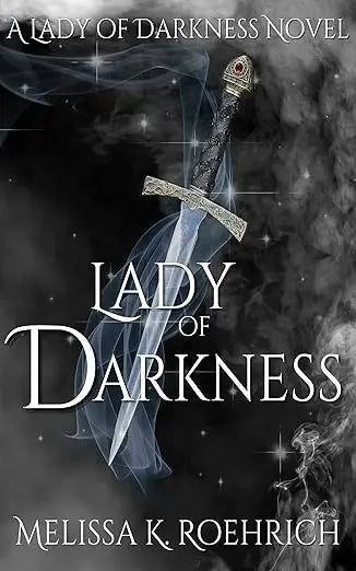 A silver sword with a black ornate hilt and detailed crossguard from lady of darkness series book 1