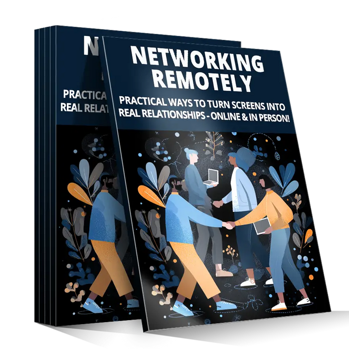 Dark blue hardcover book titled Networking Remotely with illustrated cover showing online and in-person connections