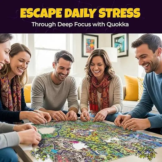 Quokka 1000 piece jigsaw puzzle box featuring a vibrant colorful festival illustration with 321 secrets to solve