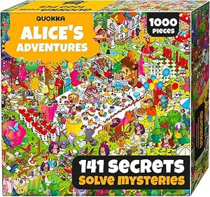 Quokka 1000 piece puzzle for adults featuring vibrant and colorful whimsical alice in wonderland illustrations