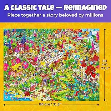 Quokka 1000 piece puzzle for adults featuring vibrant and colorful whimsical alice in wonderland illustrations