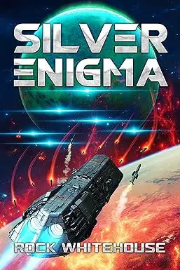 Silver Enigma album cover featuring a futuristic silver spaceship against a vibrant cosmic backdrop