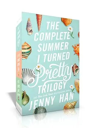 The complete summer i turned pretty trilogy boxed set is a light blue hardcover book box set with seashell and daisy illustrations