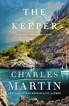 The keeper hardcover book with a scenic coastal landscape cover featuring rocky cliffs and turquoise water