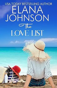 A woman wearing a wide-brimmed straw hat and striped shirt sits on the beach with a red sunhat and striped bag nearby in the love list collection