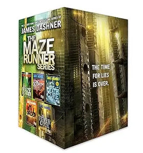 The maze runner series complete collection boxed set featuring gritty urban design in green and gold tones