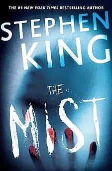 The mist by Stephen King hardcover book with a dark blue cover featuring white and red text for horror fans