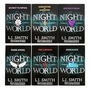 Six black book covers of the night world series books 1 to 6 collection box set by l.j