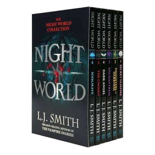 The night world series books 1 to 6 collection box set with five hardcover volumes featuring dark blue spines and silver lettering