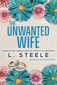 Two interlocking gold wedding bands resting on vibrant teal and pink flowers from the unwanted wife collection