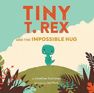 A turquoise cartoon t-shirt featuring tiny t rex from the impossible hug product design on front side