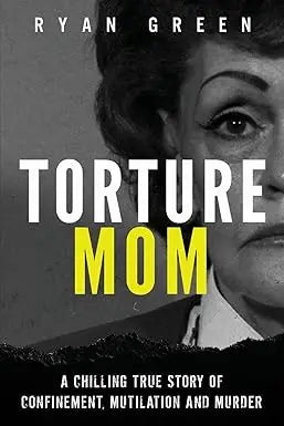 Black and white portrait of a woman with dramatic makeup and styled hair on the cover of the product titled torture mom