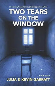 The book cover of two tears on the window features bold white title text over a blue-toned empty room with a chair and window