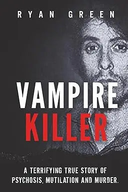 The book cover of Vampire Killer features a black and white illustration of a man with intense eyes and dark hair